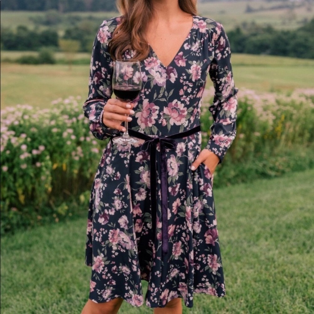 New Gal Meets Glam Purple Floral Rosalind Long Sleeve Mini Dress 8